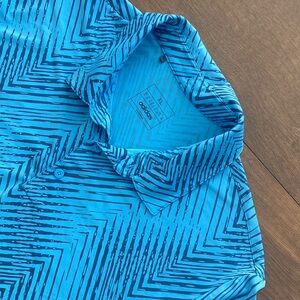 Adidas Ultimate365 Allover Print Polo Men’s Blue Black Golf Shirt size XL